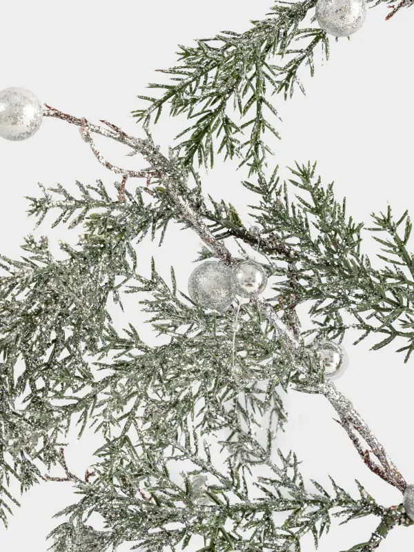 Decorative branch, 65 cm, plastic, Silver spruce with horses, Conifer silver, image-3