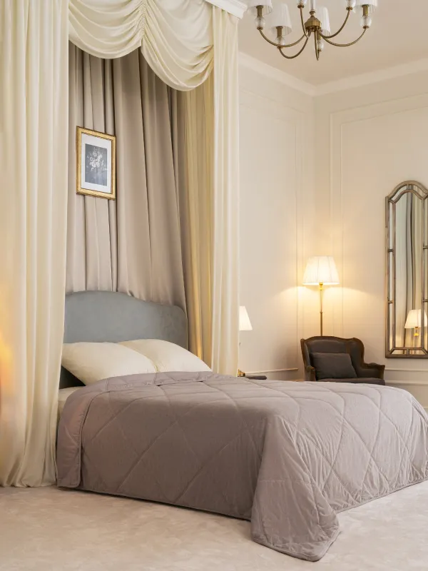 Bedspread, 220x240 cm, quilted, boucle / microfiber, milk, Boucle, image-5