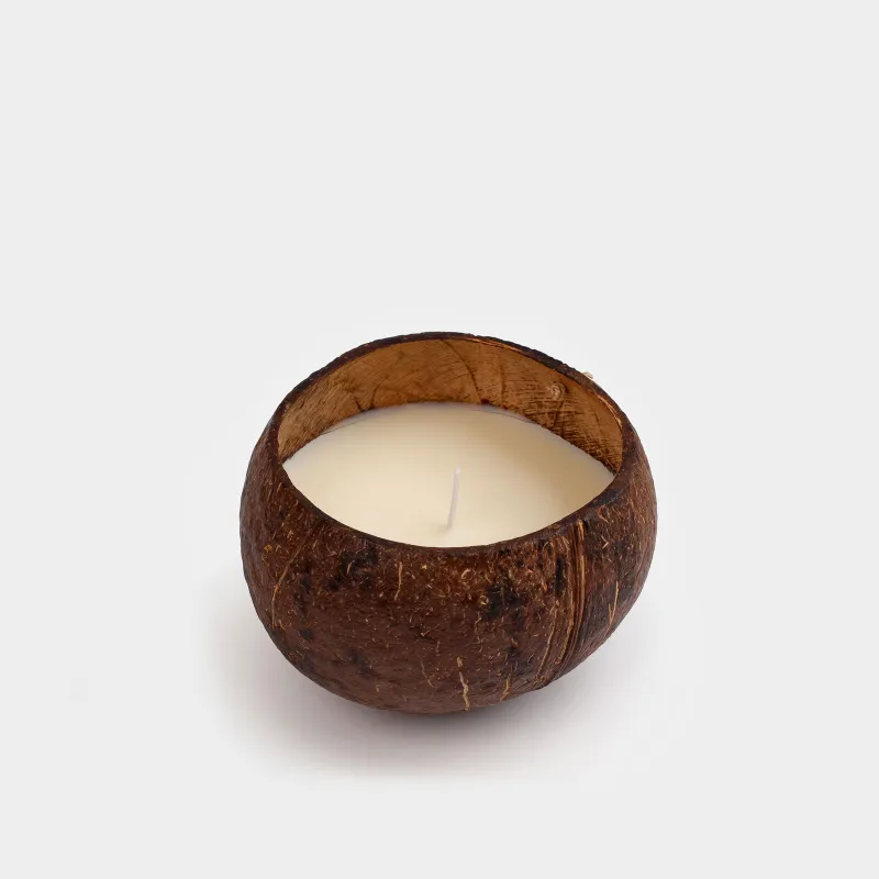 Scented candle, 12х9 cm, in a coconut holder, Summer Sunset, Coast