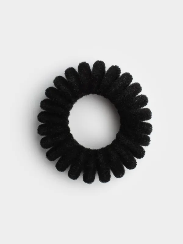 Elastic band for hair, 4 cm, 3 pcs, polyester / TPU, black, Spiral, Helix, image-3