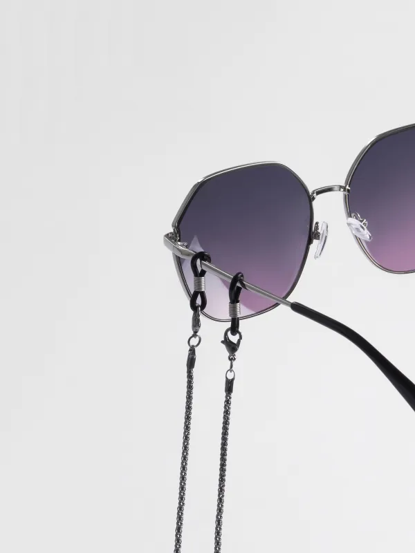 Eyeglass chain, 73 cm, metal, black, Weaving, Skye, image-2