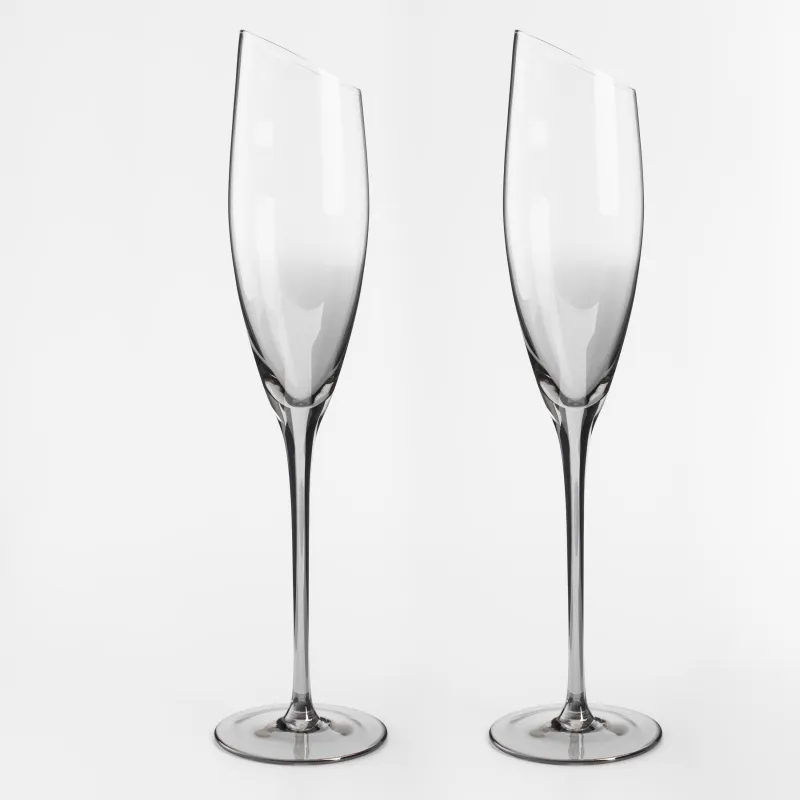 Champagne glass, 180 ml, 2 pcs, glass, grey, Charm L Color, image-1