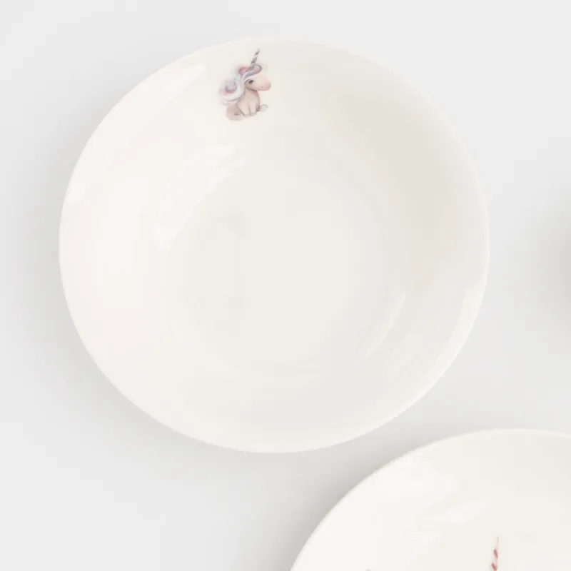 Children's tableware set, 3 items, porcelain N, white, Unicorn and month, Unicorn, image-4