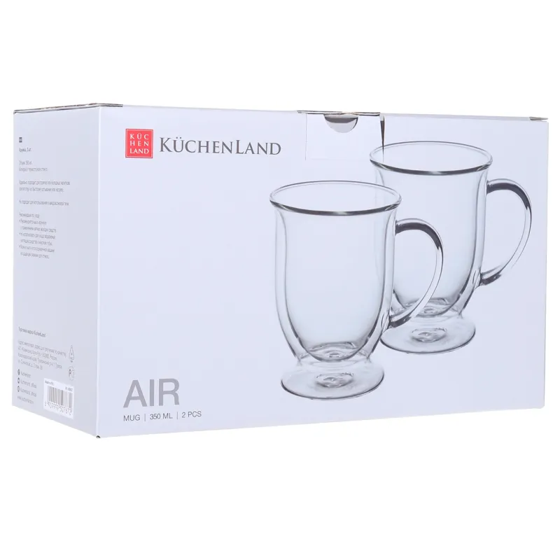 Mug, 350 ml, 2 pcs, on a leg, glass B, Air, image-1