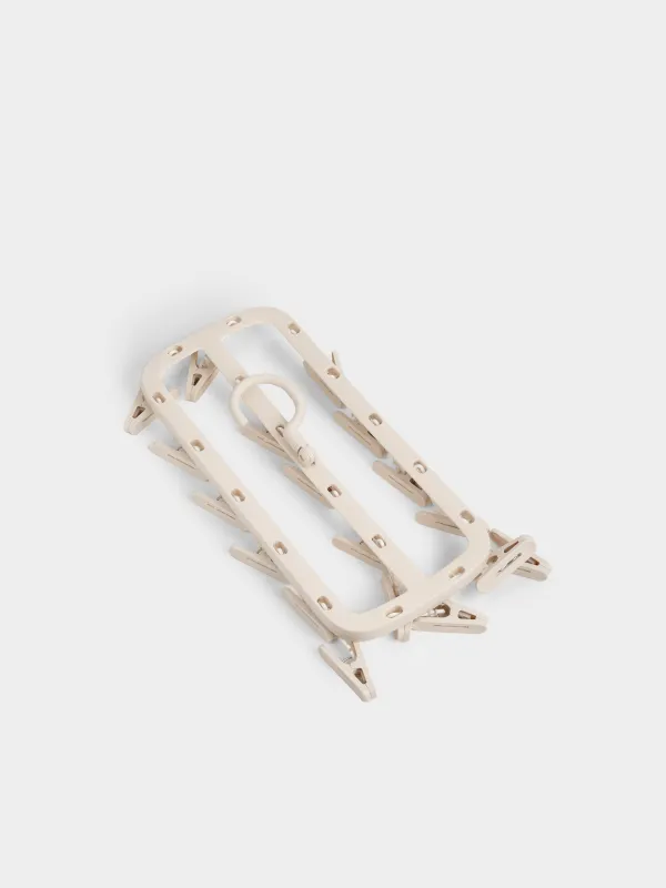 Sock and underwear dryer, 18 clothespins, hanging, plastic, Beige, Compact, image-4