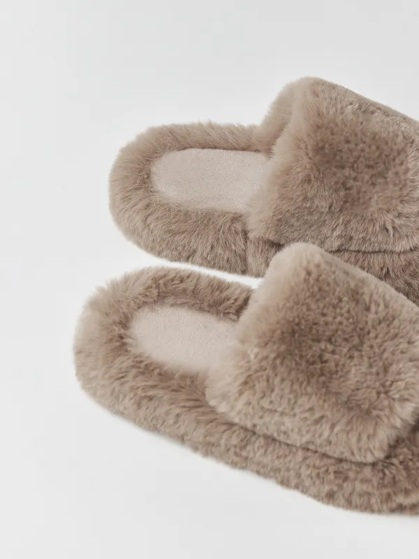 Women's slippers, home, size 36-37, artificial fur, brown, Bushy, image-4