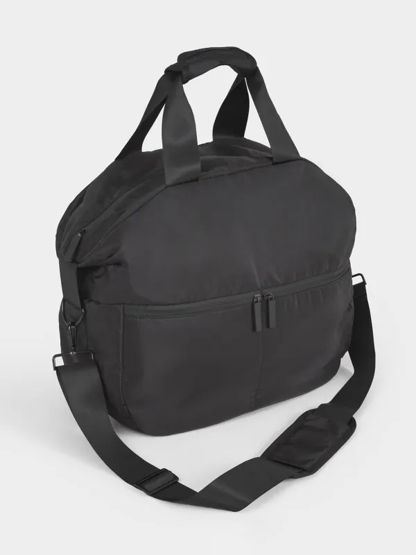 Sports bag, 43x34 cm, with handle and shoulder strap, nylon, black, Force, image-8