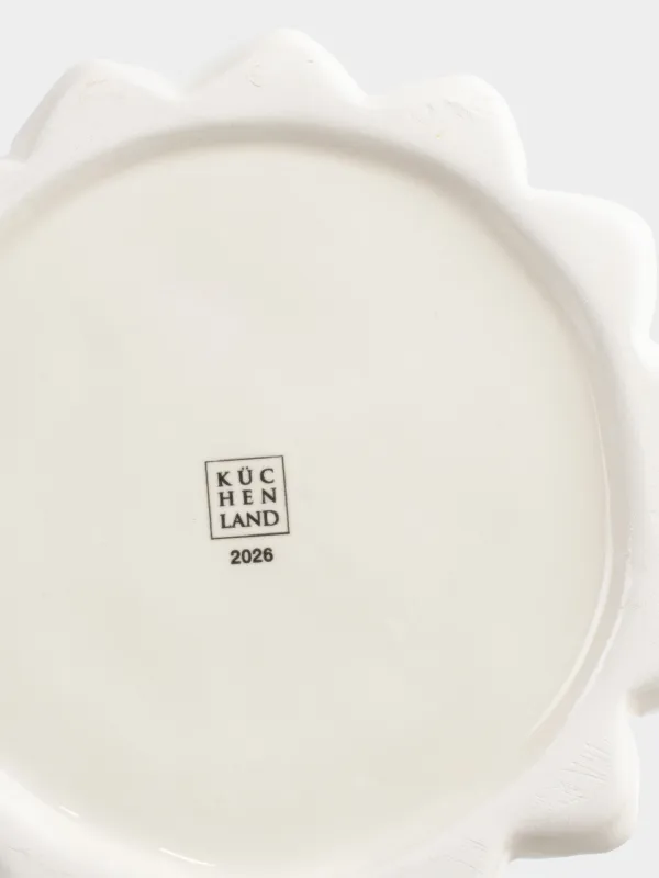 Storage container, 16x16 cm, 650 ml, ceramic / beads, milky, Spruce with bow, Pearl Antarctica, image-4