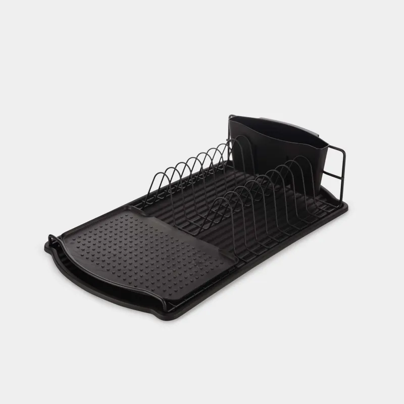 Dish rack, 47x26 cm, with tray, plastic / metal, black, Black style