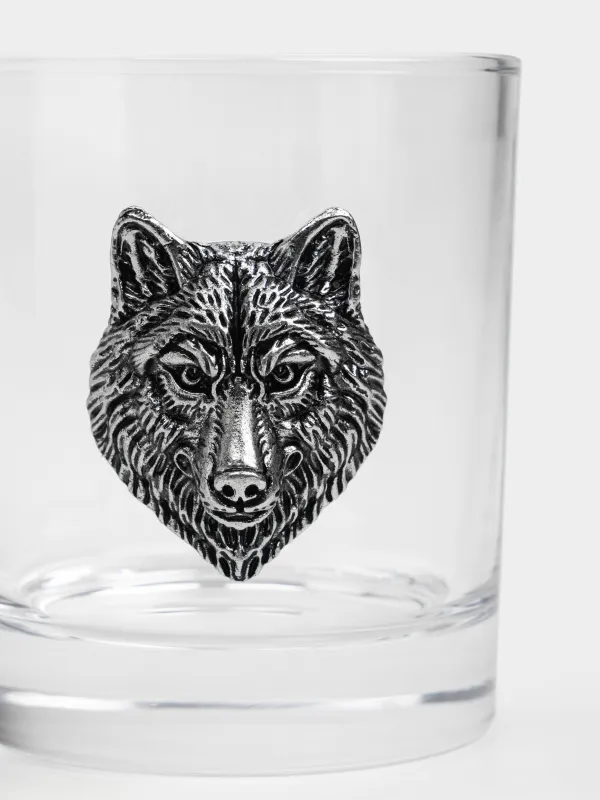 Drinking glass, 10 cm, 340 ml, glass / metal, Silver wolf, Lux elements, image-3