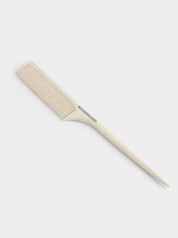 Hair comb, 23 cm, with a ponytail, vegetable fiber / plastic, Beige, Comb, image-3