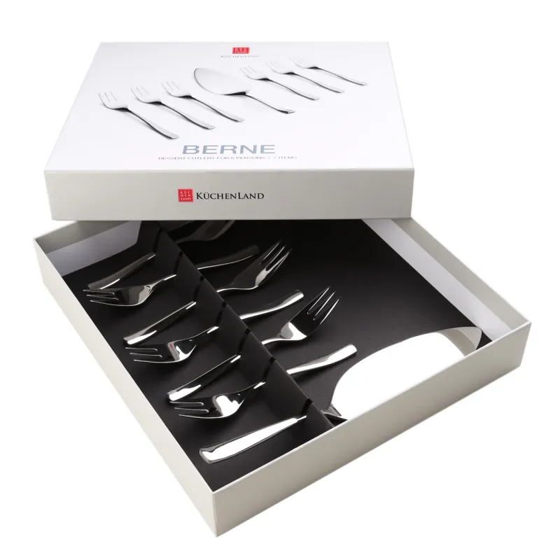 Dessert cutlery, 6 pers, 7 pr, steel, Berne, image-1