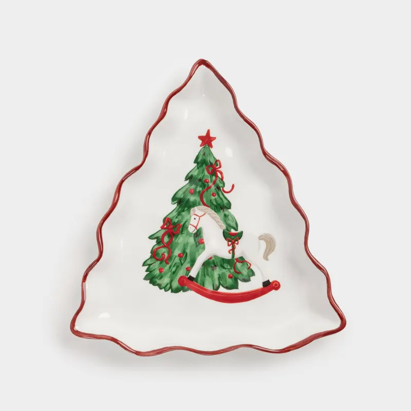 Dish, 20x19 cm, ceramic, Horse with Christmas tree, Christmas tree