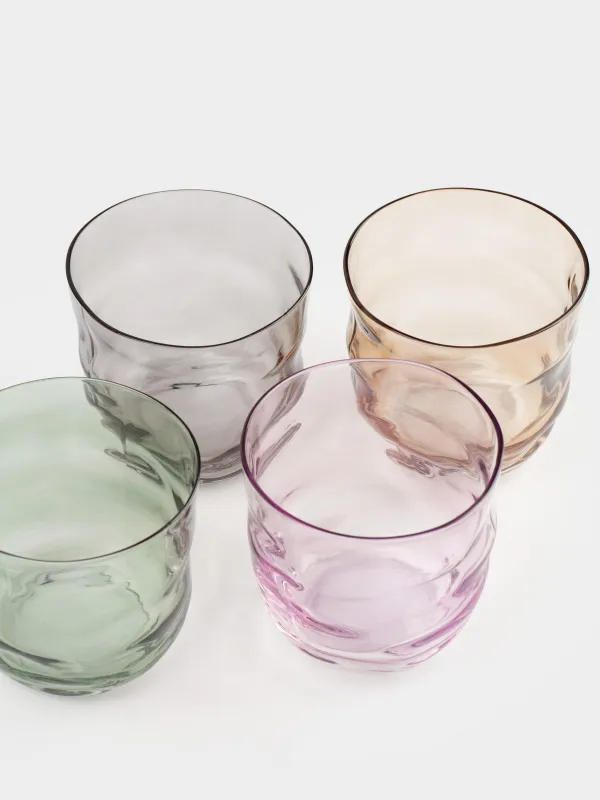 Glass, 8 cm, 270 ml, 4 pcs, glass P, color mix, Crumpled effect, Crumple color, image-3
