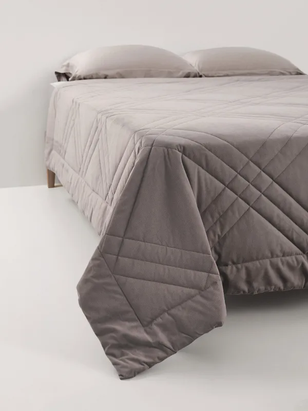 Bedspread, 220x240 cm, quilted, velvet/microfiber, gray-purple, Rhombuses, Stitch velvet, image-5