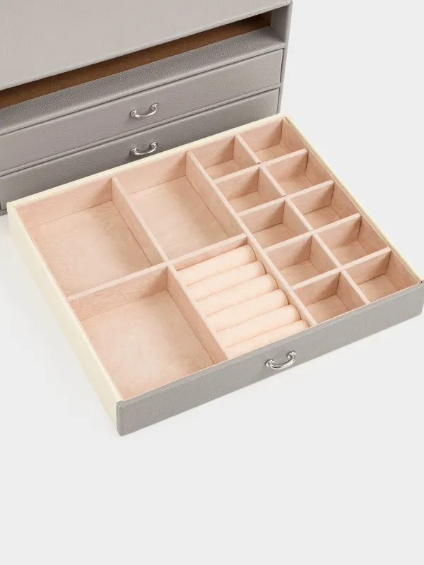 Jewelry box, 24x19 cm, artificial leather / MDF, grey, Premiere, image-3