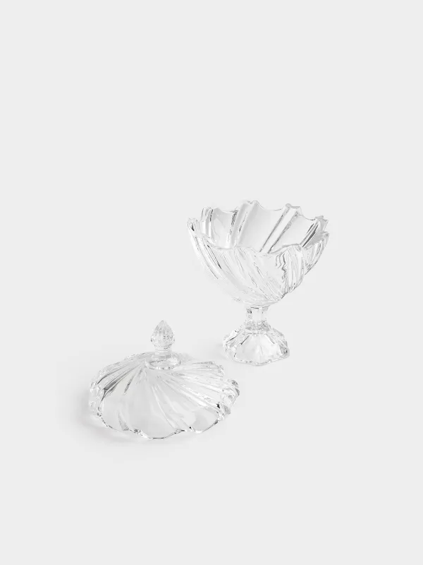 Candy bowl, 14x23 cm, 480 ml, on a leg, with a lid, glass R, Torsido, image-2