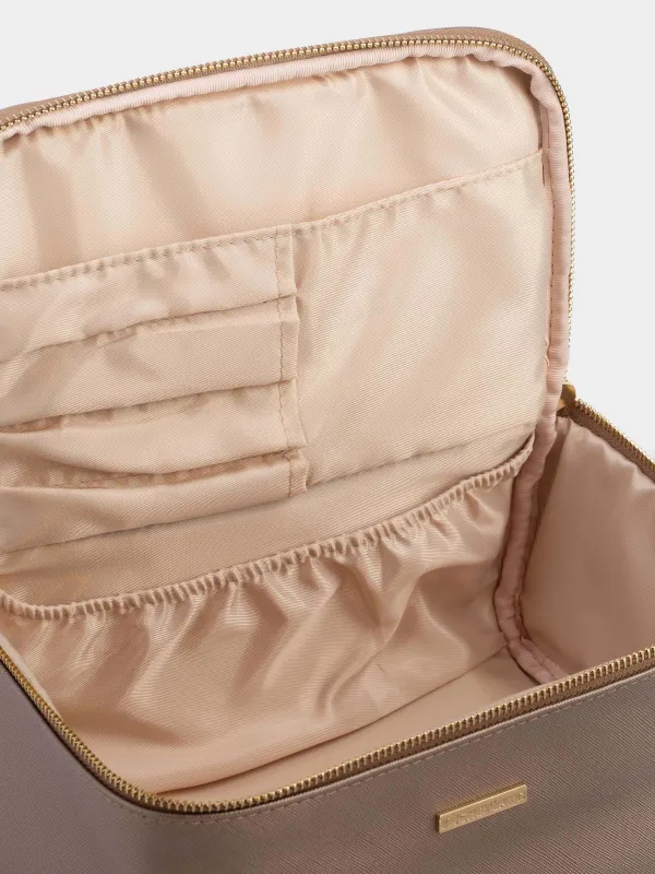 Cosmetic bag, 23x13 cm, with handle, polyurethane, gold, Beauty, image-5