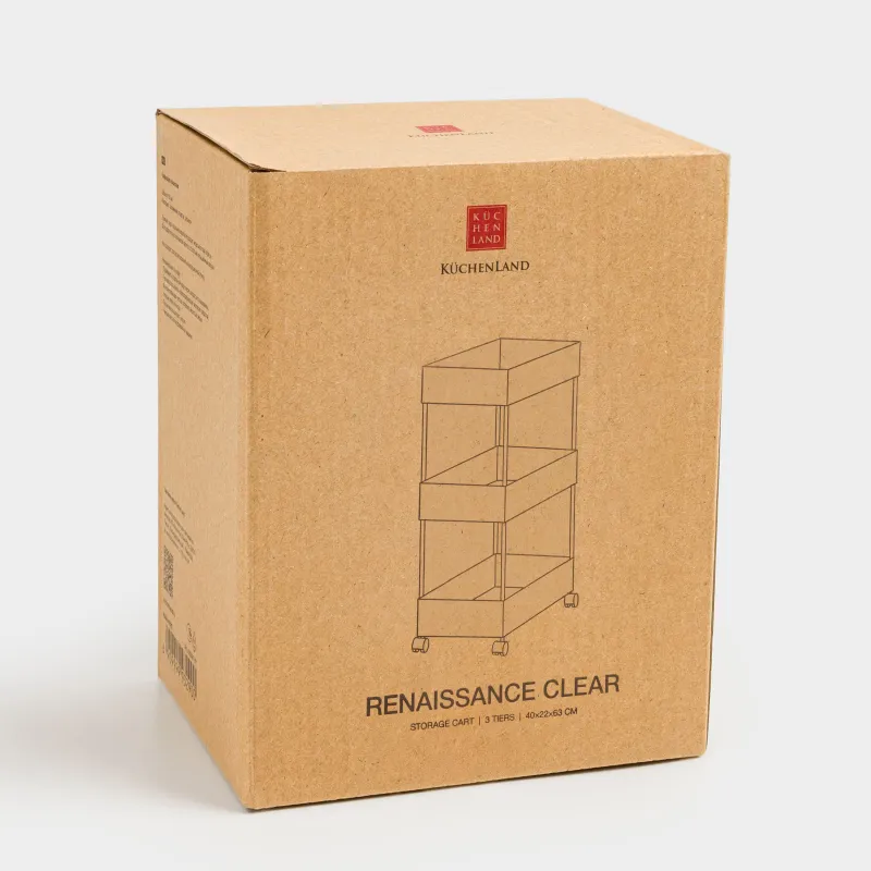 Bookcase, 3-tier, 40x22x63 cm, on wheels, with baskets, plastic, gray, Renaissance clear, image-7