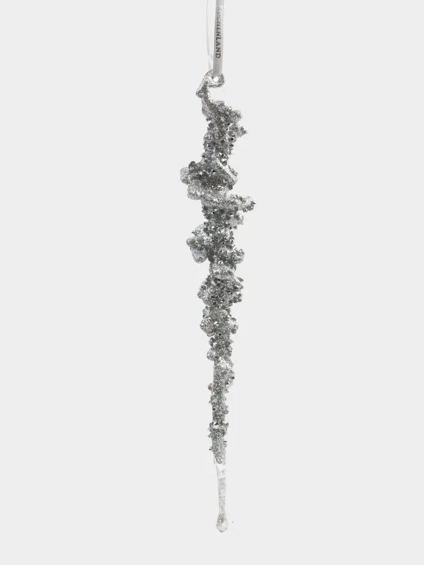 Christmas tree toy, 25 cm, acrylic, silver, Icicle, Figure sparkle, image-0