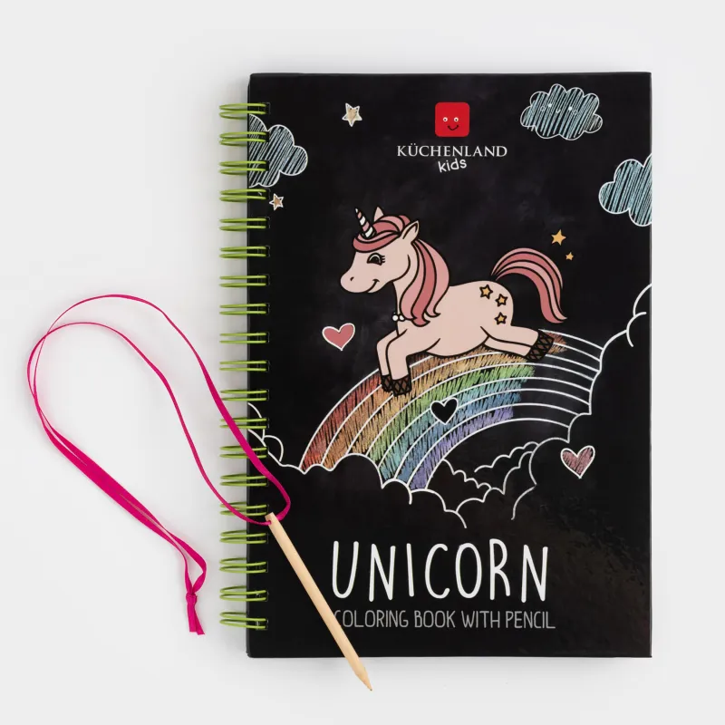 Coloring book, 19x26 cm, 24 sheets, on rings, with pencil, Unicorn, Unicorn