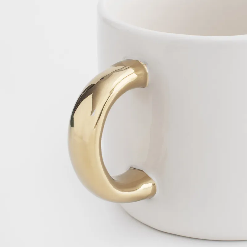 Mug, 400 ml, ceramic, milk - gold, Bee, Honey, image-3