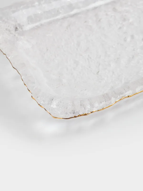 Dish, 14x23 cm, rectangular glass, with golden edging, Nautilus gold, image-3