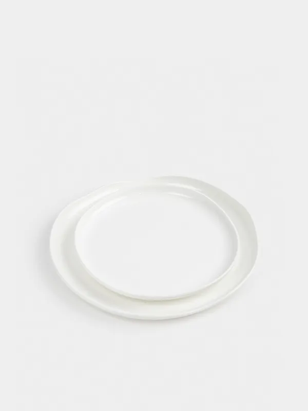 Dining set, 6 persons, 18 items, porcelain F, white, Uneven edge, Vergaleo, image-2