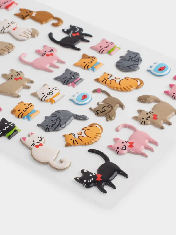 Sticker set, 19x10 cm, 40 pcs, disposable, PVC, Cats, Cat, image-3