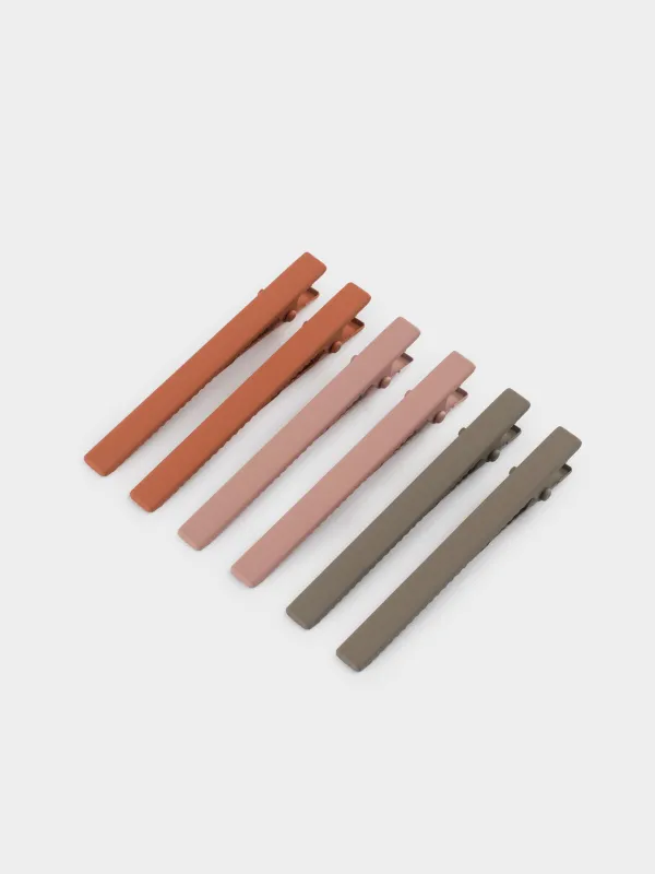 Hair clip, 6 cm, 6 pcs, metal, Color mix, Basic, image-1