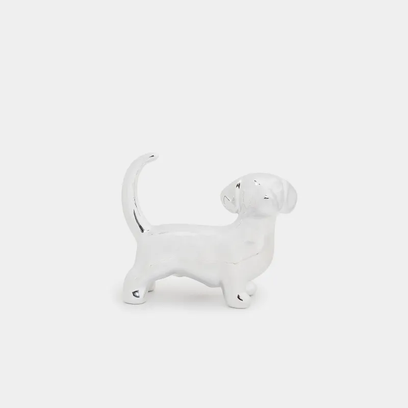 Jewelry holder, 8 cm, porcelain p, silver, dog, dog