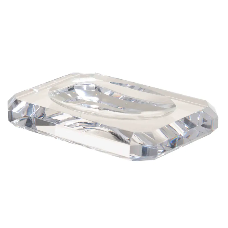 Soap dish, 12x8 cm, glass, rectangular, Facets, Shower Crystal Glance, image-1