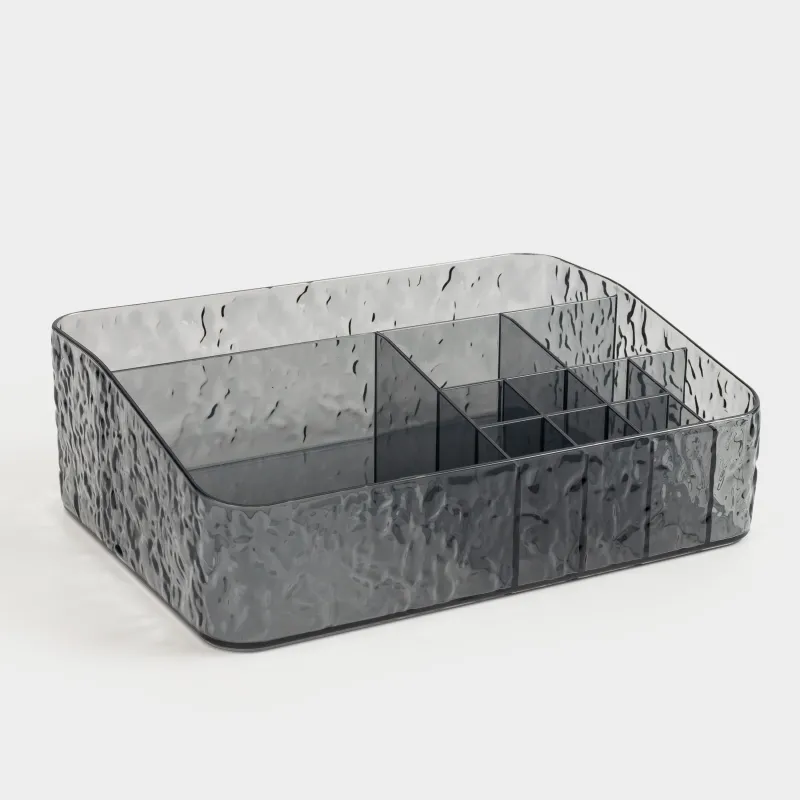 Organizer for cosmetics, 24x17 cm, 11 otd, plastic, gray, Renaissance clear