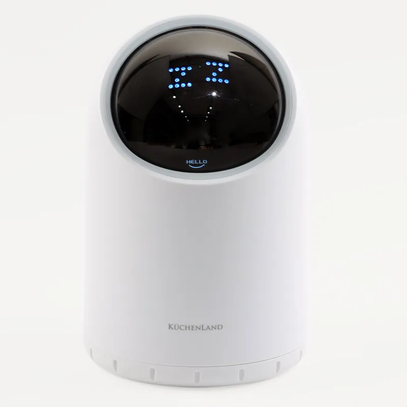 Trash can, 2 l, touch-sensitive, plastic, round, white, Robot, Bin robot, image-1