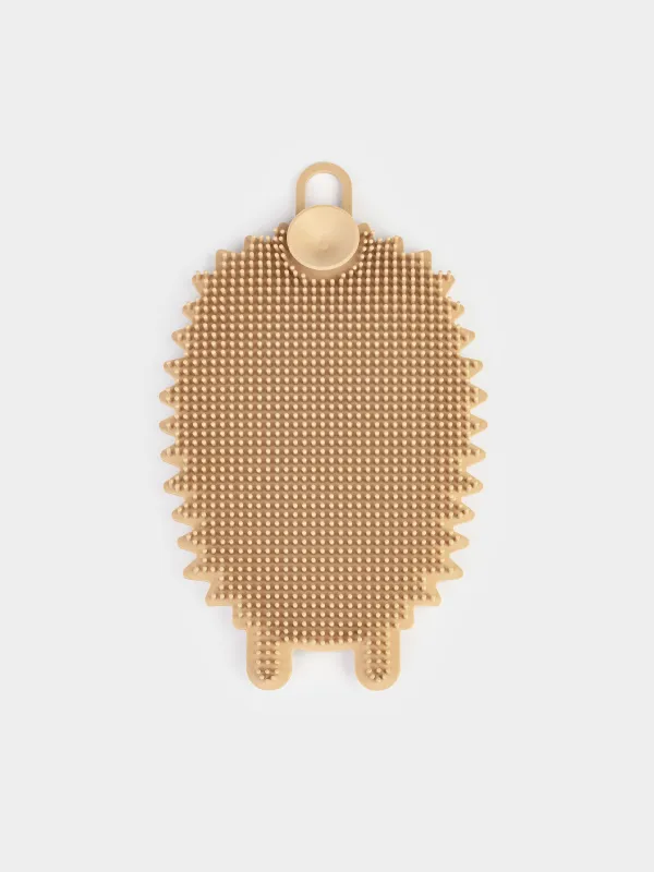 Dish washing sponge, 13 cm, Silicone, Beige, Hedgehog, Manny, image-2