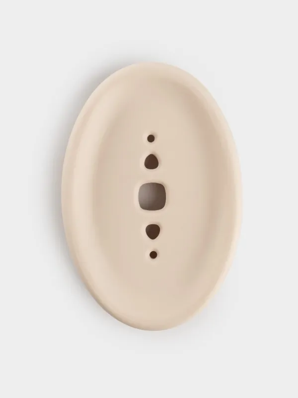 Soap dish-cleaning brush, 12x8 cm, silicone, oval, beige-pink, Manny, image-3