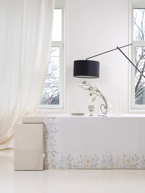 Tablecloth, 170x250 cm, jacquard, polyester, milky, Wildflowers, Petals serenity, image-6