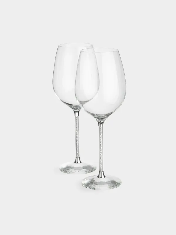 Drinking glass, 600 ml, 2 pcs, glass / rhinestones, Silver crystals, Diamond, image-1