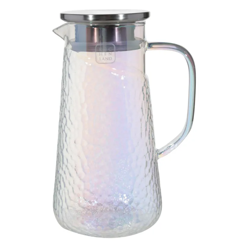Pitcher, 1.2 l, with filter cap, used glass, mother-of-pearl, Ripply polar