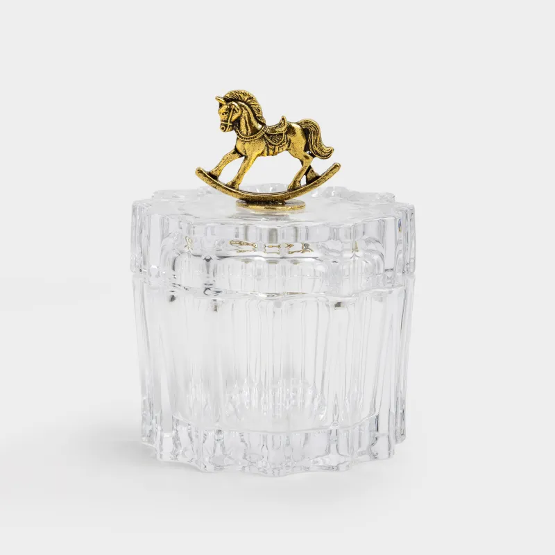Storage container, 9x8 cm, 180 ml, glass R/metal, Golden horse, Ridi