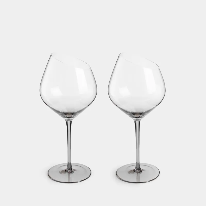 Drinking glass, 560 ml, 2 pcs, crystal glass, grey, Charm L Color
