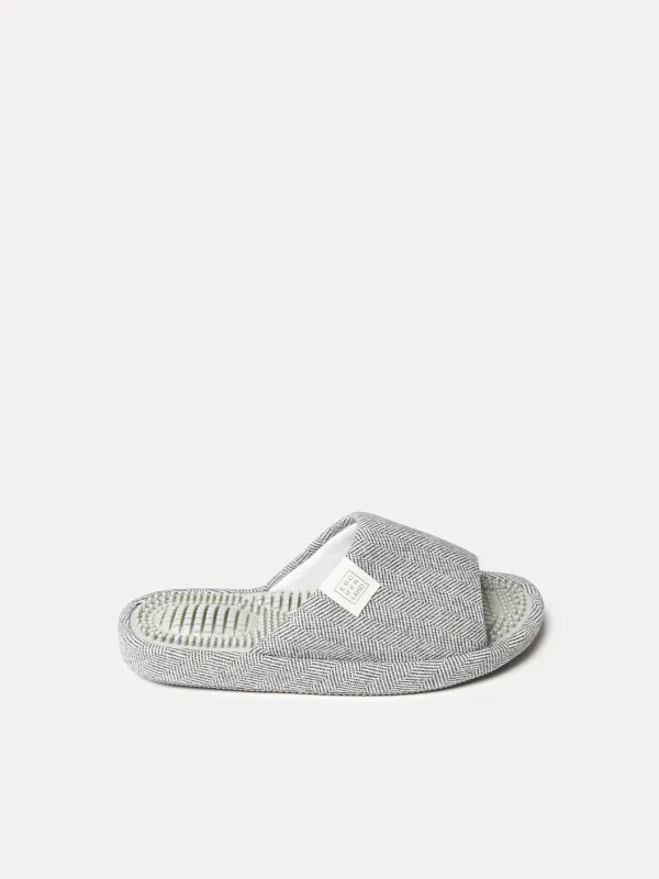 Men's slippers, home, size 40-41, polyester / rubber, gray, Lint, image-0