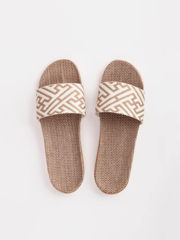 Women's sandals, size 35-36, polyester / EVA, beige-milk, Geometry, Walk, image-1