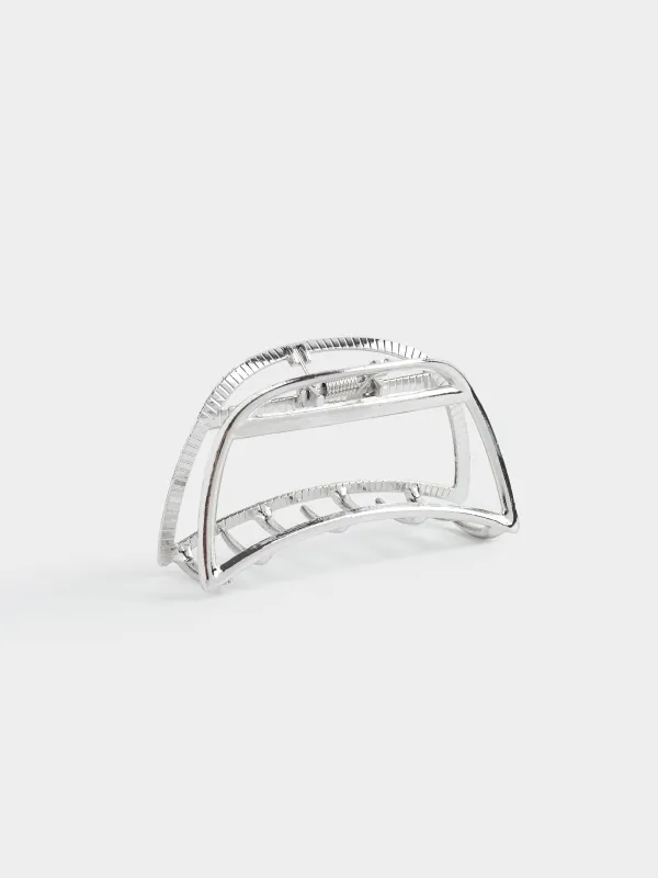 Hair clip, 7 cm, metal, silver, Crab, Fantastic, image-1