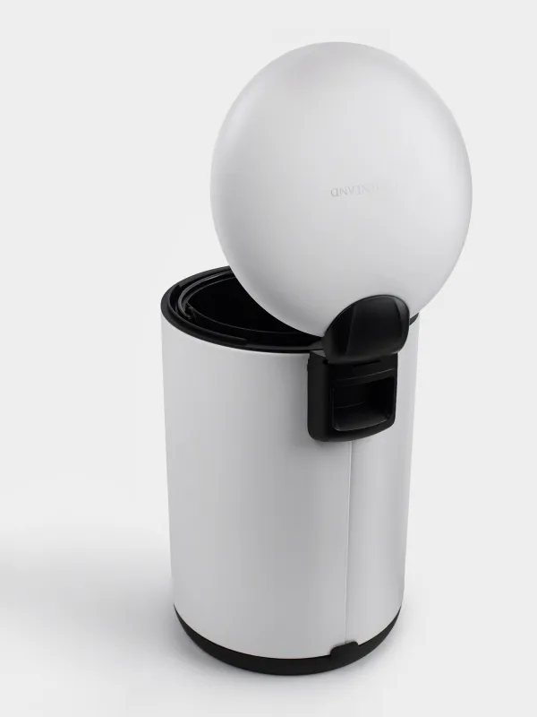 Trash can, 3 l, with pedal, metal, white, Vesta, image-2