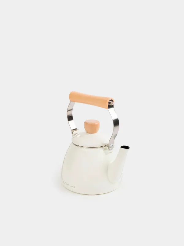 Teapot, 1.4 l, metal enamel/wood, milk, Nostalgia, image-2