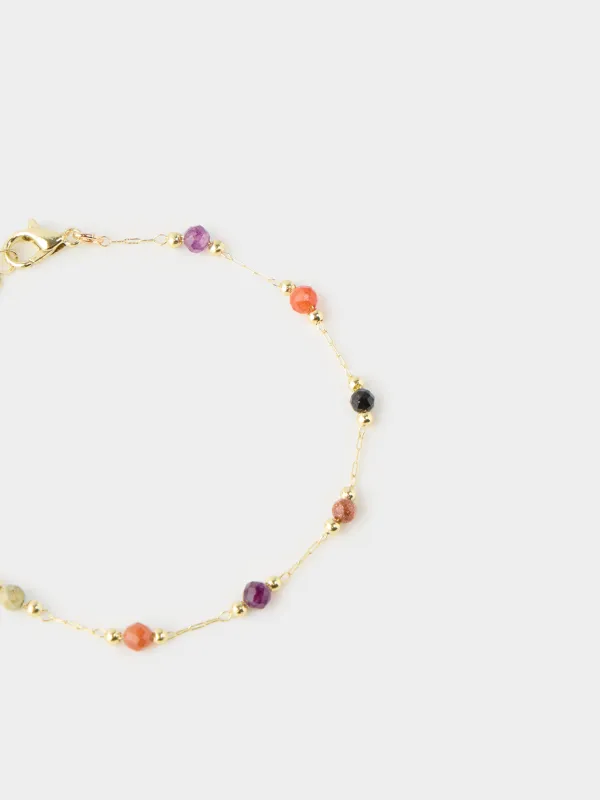 Bracelet, 25 cm, metal / plastic, gold, Beads, Jewelry, image-2