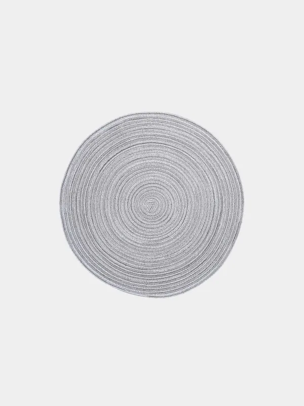 Placemat, 38 cm, 2 pcs, polyester, round, gray, Rotary, image-1