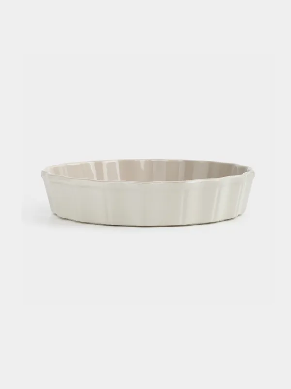 Baking dish, 24 cm, ceramic, round, milky beige, Cakes new, image-0