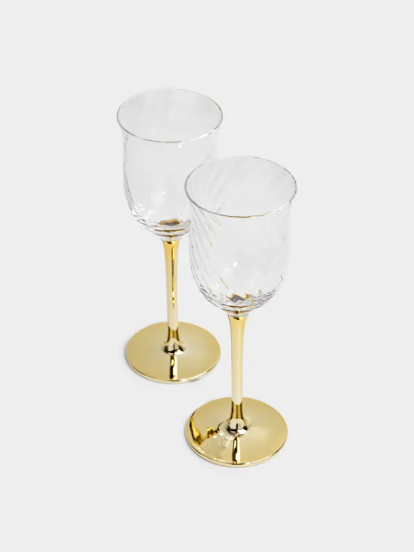 Drinking glass, 90 ml, 2 pcs, glass, champagne leg, Wesso color, image-2